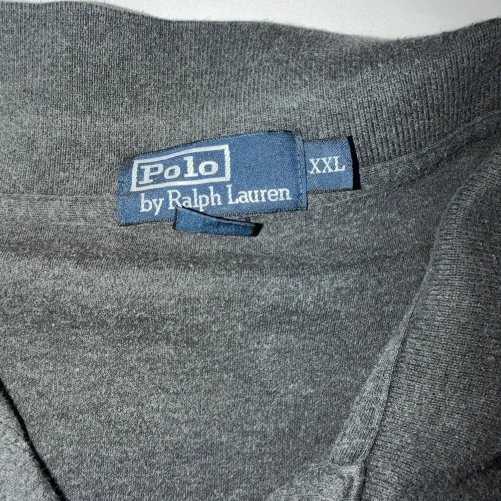 Ralph Lauren Polo Shirt Mens XXL Gray Long Sleeve Blue Pony Rugby Golf Preppy